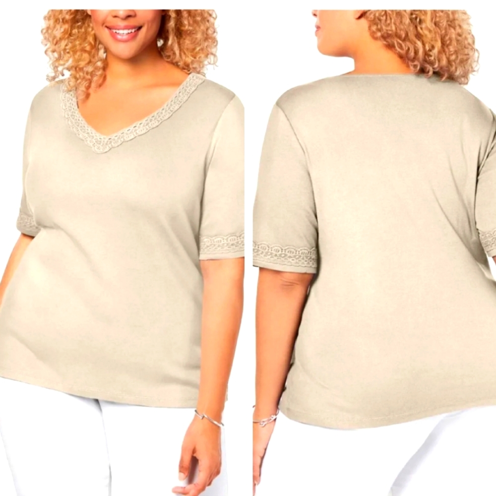 Crochet Lace Cotton Knit Top T-shirt